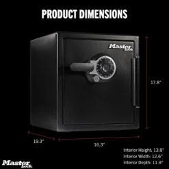 Master Lock Black Premium 2-Hour Fireproof Safe with Combination Dial, 1.2 cu-ft, STW123DUBML