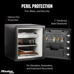 Master Lock Black Premium 2-Hour Fireproof Safe with Combination Dial, 1.2 cu-ft, STW123DUBML