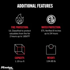 Master Lock Black Premium 2-Hour Fireproof Safe with Combination Dial, 1.2 cu-ft, STW123DUBML