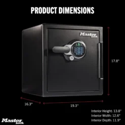 Master Lock Black Premium 2-Hour Fireproof Safe with Digital Keypad, 1.2 cu-ft, STW123GTCML