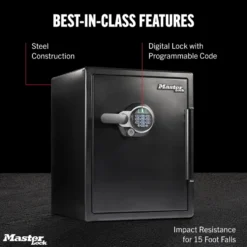 Master Lock Black Premium 2-Hour Fireproof Safe with Digital Keypad, 2.0 cu-ft, STW205GYCML