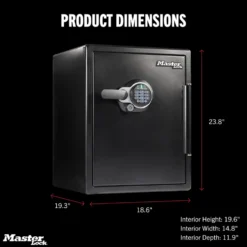 Master Lock Black Premium 2-Hour Fireproof Safe with Digital Keypad, 2.0 cu-ft, STW205GYCML