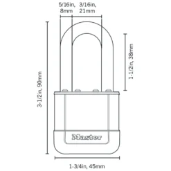 Master Lock Elite™ Heavy Duty Lock with Hardened Boron Steel Shackle, 1-3/4 in. (44mm) wide, 1-1/2 in. (38mm) Shackle