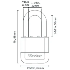 Master Lock Elite™ Heavy Duty Lock with Hardened Boron Steel Shackle, 2-5/8 in. (67mm) wide, 1-1/2 in. (38mm) Shackle