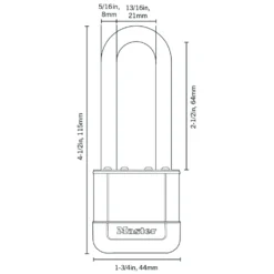 Master Lock Elite™ Heavy Duty Lock with Hardened Boron Steel Shackle, 1-3/4 in. (44mm) wide, 2-1/2 in. (64mm) Shackle