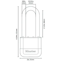 Master Lock Elite™ Heavy Duty Lock with Hardened Boron Steel Shackle, 2 in. (51mm) wide, 2-1/2 in. (64mm) Shackle