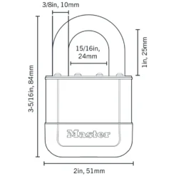 Master Lock Elite™ Heavy Duty Lock with Hardened Boron Steel Shackle, 2 in. (51mm) wide, 1 in. (25mm) Shackle