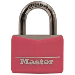 Pink Vinyl Covered Solid Body Padlock, 1-9/16 in Wide
