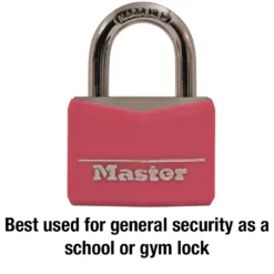 Pink Vinyl Covered Solid Body Padlock, 1-9/16 in Wide