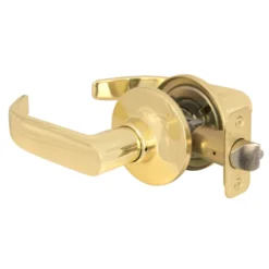 Return Style Hall and Closet Door Lever; Polished Brass
