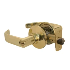 Return Style Lever Entry Door Lock; Polished Brass, SC1