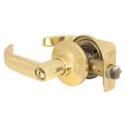 Return Style Lever Privacy Door Lock; Polished Brass
