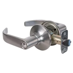 Return Style Lever Privacy Door Lock; Satin Nickel