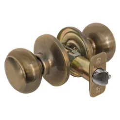 Rusk Style Hall and Closet Door Knob; Antique Brass