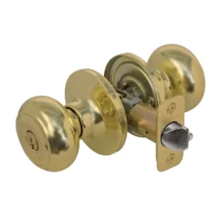 Rusk Style Knob Entry Door Lock; Polished Brass, KW1