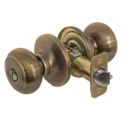 Rusk Style Knob Privacy Door Lock; Antique Brass