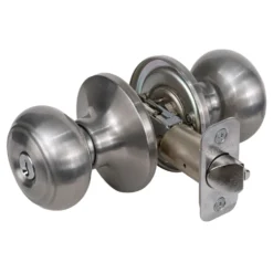Rusk Style Knob Storeroom Lock; Satin Nickel, KW1