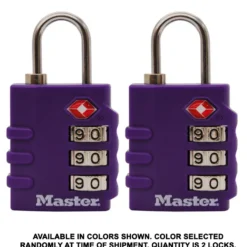 Set Your Own Combination TSA Lock, Assorted Colors, 1-3/8 in Wide, 2-Pack