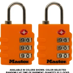 Set Your Own Combination TSA Lock, Assorted Colors, 1-3/8 in Wide, 2-Pack