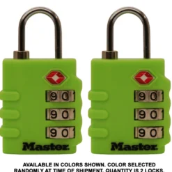 Set Your Own Combination TSA Lock, Assorted Colors, 1-3/8 in Wide, 2-Pack