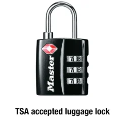 Small Black Set Your Own Combination TSA Lock, 1-3/16 in Wide