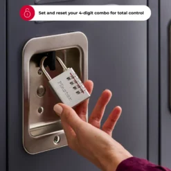 Solid Metal Combination Lock, 1-9/16 in Wide