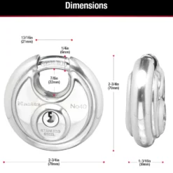 Stainless Steel Discus Padlock with Shrouded Shackle, 2-3/4 in Wide