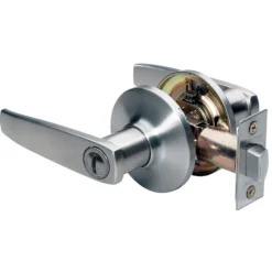 Straight Style Lever Bed and Bath Door Knob; Satin Nickel