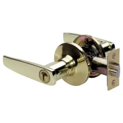 Straight Style Lever Bed and Bath Door Knob; Polished Brass