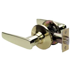 Straight Style Lever Hall and Closet Door Knob; Polished Brass