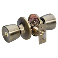 Tulip Style Knob Entry Door Lock; Antique Brass, WR3/5