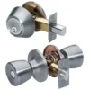 Tulip Style Knob Entry Door Lock with Single Cylinder Deadbolt; Combo Pack; Satin Nickel, WK2