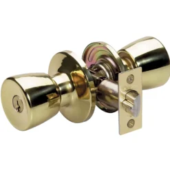 Tulip Style Knob Entry Door Lock; Polished Brass