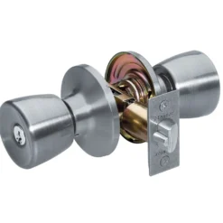 Tulip Style Knob Entry Door Lock; Satin Nickel