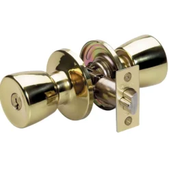 Tulip Style Knob Mobile Keyed Entry Door Lock; Polished Brass