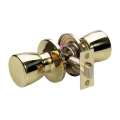 Tulip Style Knob Passage Door Lock; Polished Brass