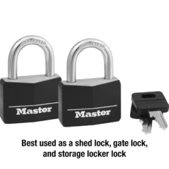 Vinyl-Covered Solid Body Padlock, 1-9/16 in Wide, 2-Pack