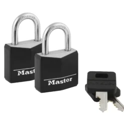 Vinyl Covered Solid Body Padlock, 1-3/16 in Wide, 2-Pack