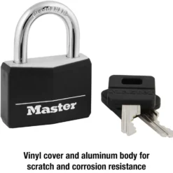 Vinyl-Covered Solid Body Padlock, 1-9/16 in Wide