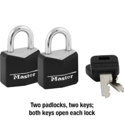 Vinyl Covered Solid Body Padlock, 3/4 in Wide, 2-Pack