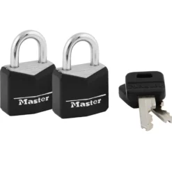 Vinyl Covered Solid Body Padlock, 3/4 in Wide, 2-Pack