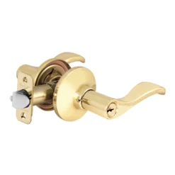 Wave Lever Style Entry Door Lock; Polished Brass, WK2