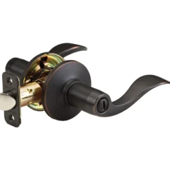 Wave Style Lever Bed and Bath Door Knob; Aged Bronze
