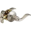 Wave Style Lever Bed and Bath Door Knob; Satin Nickel