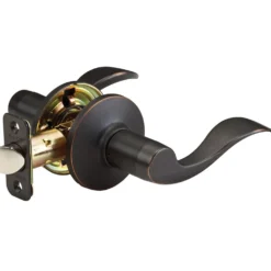 Wave Style Lever Hall and Closet Door Knob; Aged Bronze