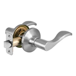 Wave Style Lever Passage Door Knob; Satin Nickel