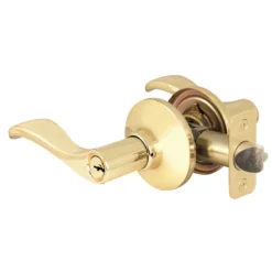 Wave Style Lever Storeroom Lock; Polished Brass, SC1