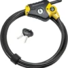Yellow/Black Adjustable Python Braided Steel Cable Lock, 6 ft x 3/8 in