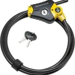 Yellow/Black Adjustable Python Braided Steel Cable Lock, 6 ft x 3/8 in